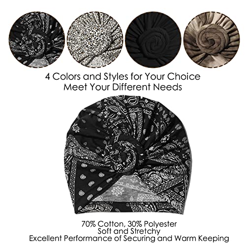 Image of KYNARI Turban Head Wraps for Women, Pretied Stretch Bonnet Hair Wrap | African Knot Turban Hats Pre Twist Headwear Soft Head Scarf Elastic and Breathable Head Covering Cancer Caps for Black Women