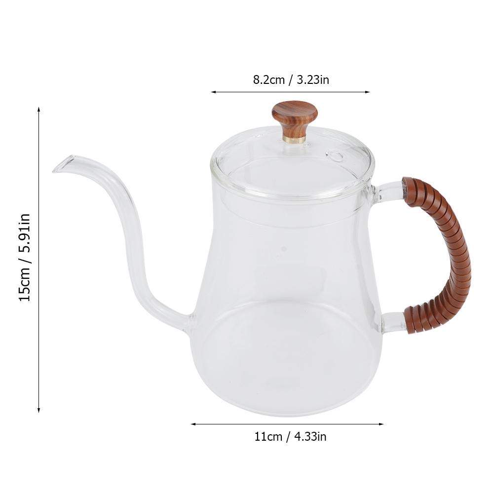 Vetro temperato a collo di cigno Bollitore Tè Versare sopra Bollitore Caffè Gocciolatore 600ML