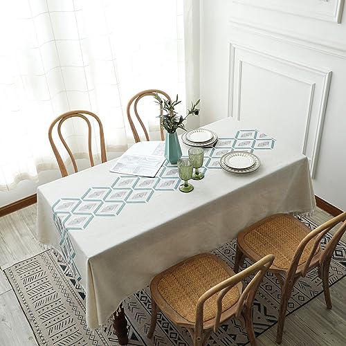 Nappe de table anti tache rectangle 140x260 decoration table verte - 3
