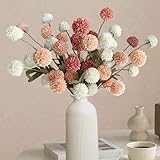 10 Pcs Fake Flowers, Artificial Mums With Long Stems, Faux Pompon Mums Floral Arrangement, 3 Mixed Colors Plastic Flowers Silk Dried Flowers Home Decor, Fall Decorations For Home Vase(No Vase)
