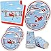 Airplane Party Supplies Tableware Set 24 9" Dinner Plates 24 7" Plate 24 9 Oz. Cups 50 Lunch Napkins Time Flies Taking Flight Plane Themed Disposable Paper Goods For Baby Shower & Birthday Party Decor