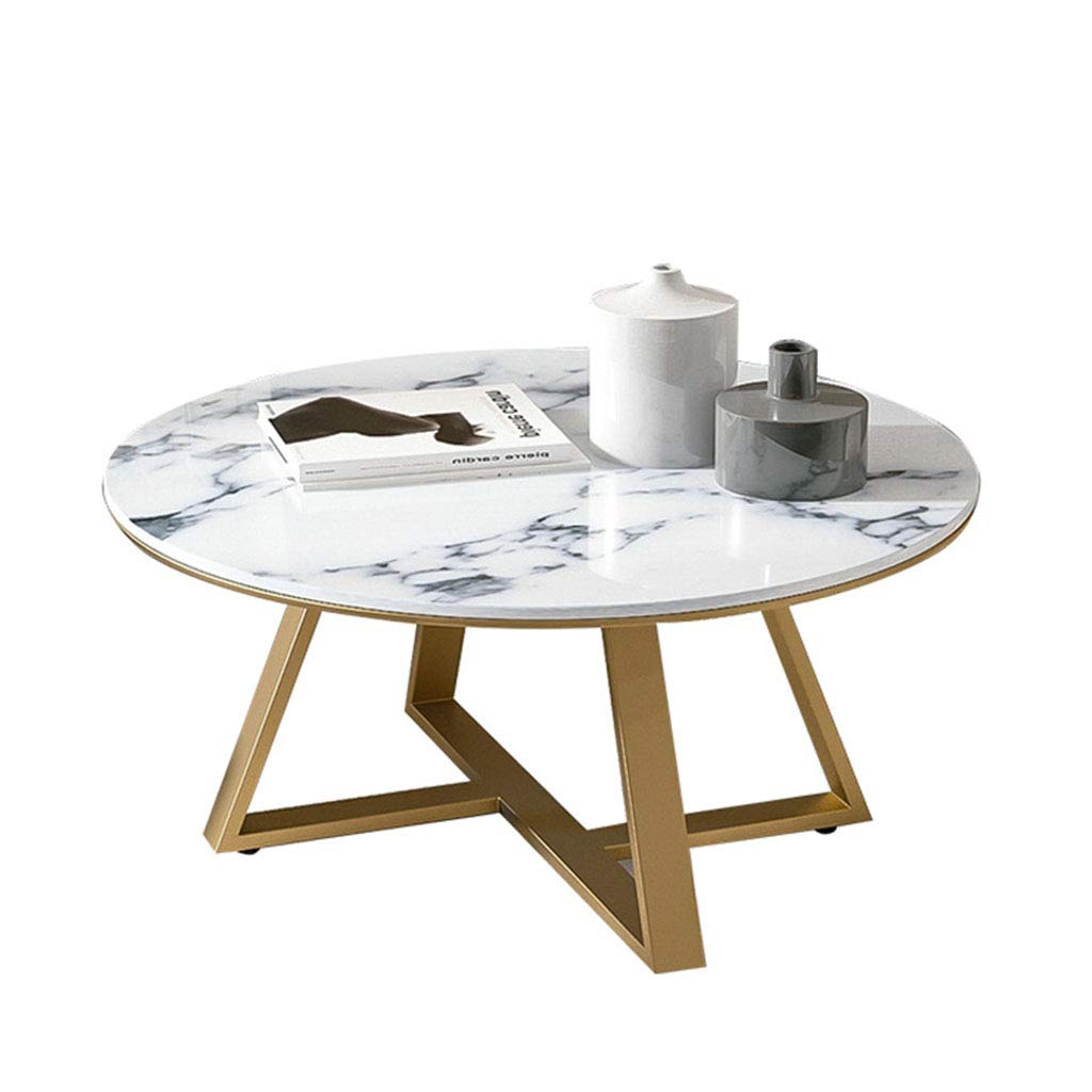 Nordic marmer salontafel woonkamer bank zijtafel klein appartement ronde eindtafel modern creatief zwart/goud metalen frame thee tafel 80×80×45cm
