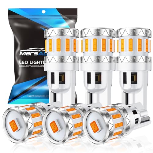 Image of Marsauto Upgraded 194 LED Light Bulb Amber Yellow, 168 2825 T10 W5W LED Light for License Plate Lights Dome Map Door Courtesy Trunk Marker Light, 500% 360 LED Replacement Super Bright Pack of 10