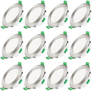 ALUSSO LED Recessed Ceiling Lights Dimmable Ultra Slim 7W Downlights IP44 Spotlights, 3000K Warm/4000K Neutral/5700K Cool Adjustable Round Spot Lights for Bathroom Kitchen, Polished Chrome, 6 Pack