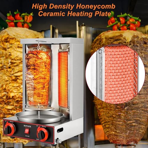 Shawarma-Grill-DöNer-Kebab-Maschine – FüR HäHnchenbraten, Truthahnbraten, Tacos – Elektrische Vertikale DrehspießMaschine, DöNer-Gyro-Grill, 360° Automatische Drehung, Edelstahl,220V-Black – Bild 6