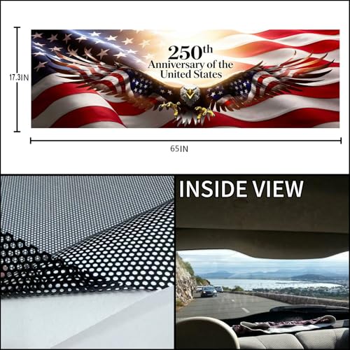 Image of Rear Window Decals for Trucks - 65x17.3 in Back Window American Flag Decals Fit Most Pickup Trucks SUV, Vinyl Back Window Decal Truck Rear Window Graphics for Personalized - Eagle Decal-33-S