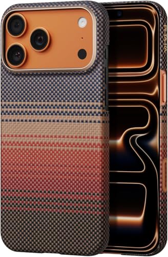 Image of Pitaka Thin Light iPhone 17 Pro 6.3 inch Case Cover with Camera Control Button, MagSafe Compatible, Ultra-Slim Case with Caseless Touch Feeling, 600D Aramid Fiber Woven (Sunset)
