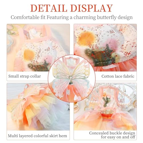 Vestidos de princesa para cães pequenos, leve e sem restrições, vestido elegante de princesa de gato