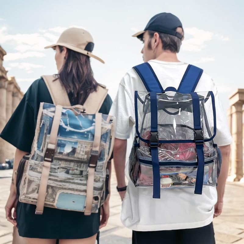 Transparent backpack, double shoulder backpack for girls and girls students suitable for people over 8 years old (purple)2