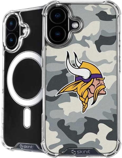 Skinit Phone Case Compatible with MagSafe iPhone 16 - Officially Licensed NFL Minnesota Vikings Double Vision Design