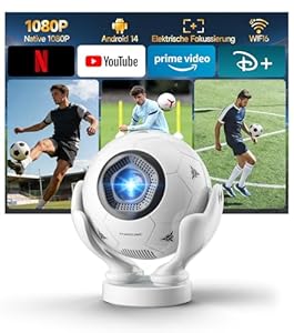 Magcubic Mini Beamer 4K mit Native 1080P Full HD & 400 ANSI Lumen, Android 14 Portable Projektor ideal für WM, WiFi 6 BT 5.4, 180° drehbar, HDMI USB, Heimkino Outdoor Indoor Camping HY320F