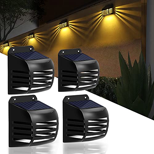 Solar Lights Outdoor, Solar Deck Lights Fence Lights 4-Pack Waterproof LED Solar Lights for Fence, Stairs, Patio, Garden, Courtyard, Path, Lawn, Deck-Warm Light Solar Lights Outdoor, Solar Deck Lights Fence Lights 4-Pack Waterproof LED Solar Lights for Fence, Stairs, Patio, Garden, Courtyard, Path, Lawn, Deck-Warm Light