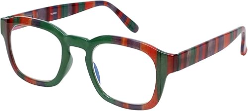 Miniatura 4 de Calabria Lentes de lectura con bloqueo de luz azul, verde, morado, rayas rojas, para hombre y mujer, a la moda, para lectura de computadora