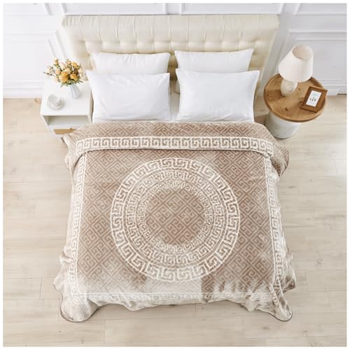 GC GAVENO CAVAILIA Sherpa Fleece Blanket (200x240 cm) - Greek Pattern Bed Throw King Size - Fluffy Throws For Bed, Sofas, Armchair - Thermal, Cosy Large Blankets and Throws Washable - Mink - Cosy Home Interiors GC GAVENO CAVAILIA Sherpa Fleece Blanket (200x240 cm) - Greek Pattern Bed Throw King Size - Fluffy Throws For Bed, Sofas, Armchair - Thermal, Cosy Large Blankets and Throws Washable - Mink