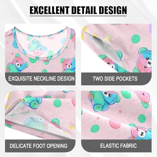 Cute Blue Gummy Bear Pattern Summer Cute Pajama Sets, Short Sets for Daily Wears and Sleep Wears4