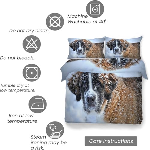 Housse de couette chien Saint-Bernard 3 pièces en microfibre douce zippée - 7