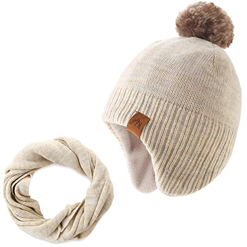Moon Kitty Baby Boys Girls Beanie Hats Winter Fleece Skiing Hat Scarf Set #TOP7