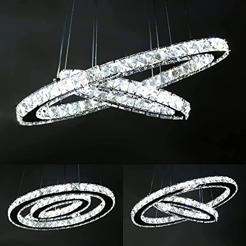 Ridgeyard 2 Rings Led Chandeliers Modern Ceiling Light Fixture Pendant Light Height Adjustable Dinging Room Light Fixtures Over Table Living Room Kitchen Island #TOP24