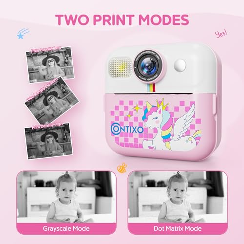 Image of Contixo Kids Camera Instant Print, Birthday Gifts for Girls and Boys, Pink | 1080P Video | 16X Zoom | 32GB Storage | Age 3 Years Up | Portable Travel Toy