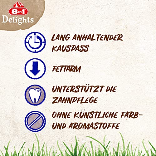 8in1 Delights Beef Twisted Sticks - gesunde Kaustangen für sensible Hunde, hochwertiges Rindfleisch eingewickelt in Rinderhaut, 35 Stück