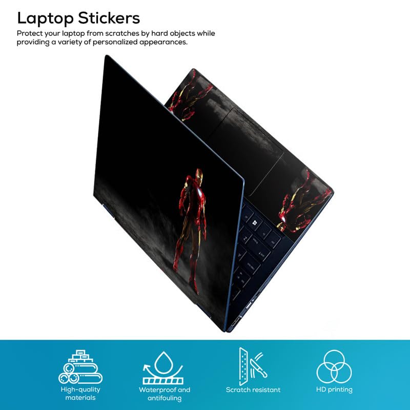 Image of Ironman 01 Full Vinyl Laptop Skin /Sticker /Cover for 13 to 13.3 Inches Laptops Laminated-Removable-HD Quality Compatible for Hp-Dell-Sony-Lenovo-Asus etc.(13x9.2 Inches)