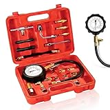 Fuel Pressure Test Kit, Petrol Fuel Injection Pump Injector Pressure Tester Gauge Kit 0-140PSI/10Bar (Fuel Pressure Test Kit)