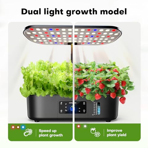 Ahopegarden-Hydroponics-Growing-System-Kit-Indoor-Herb-Garden-with-Grow-Light-12-Pods-with-LCD-Touch-Panel-Hydroponic-Planter-Planting-Height-Up-to-17-Grower-Harvest-Fresh-Veggie-Lettuce-Black Ahopegarden Hydroponics Growing System Kit Indoor Herb Garden with Grow Light 12 Pods with LCD Touch Panel Hydroponic Planter Planting Height Up to 17 Grower Harvest Fresh Veggie Lettuce Black