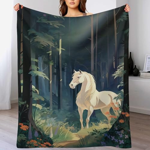 Plaid couverture premium motif cheval jeté de canapé en flannel douce - 2