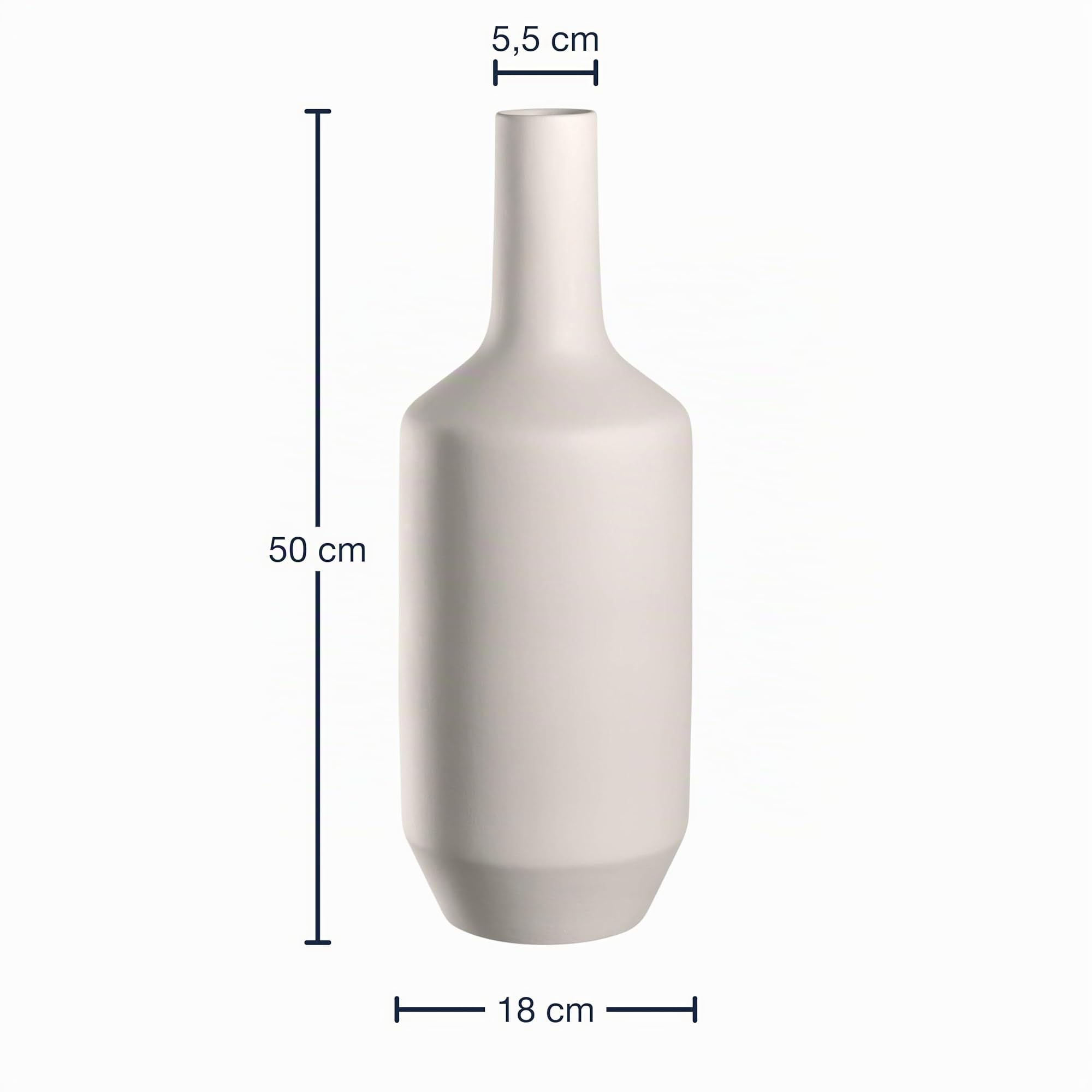 Leonardo Home Milano Keramikvase, 1 Stück, Moderne Vase aus Keramik, Dekovase für kunstvolle Blumen-Bouquets, Elegante Blumenvase, Hingucker als Dekoration, Höhe 50 cm, Creme, 026822