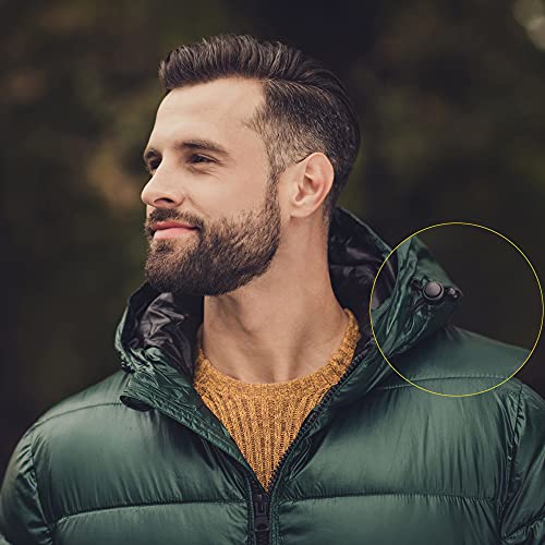 Axen 30Pcs Plastic Cord Lock End Toggle Double Hole Spring Stopper Fastener Toggles For Shoelaces, Drawstrings, Paracord, Bags, Clothing And More, Black #TOP5