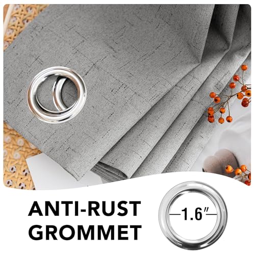 Image of H.VERSAILTEX Blackout Curtains Linen Curtains 120 inches Long 100% Black Out Curtains for Bedroom Windows, Textured Linen Look Draperies Grommet with White Liner, 2 Panels, Dove Gray