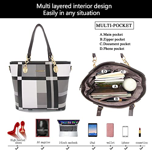 2E-youth Designer Purses And Handbags For Women Satchel Shoulder Bag Tote Bag For Work Clutch Purses (Black, White, Grey) - Thumbnail 6