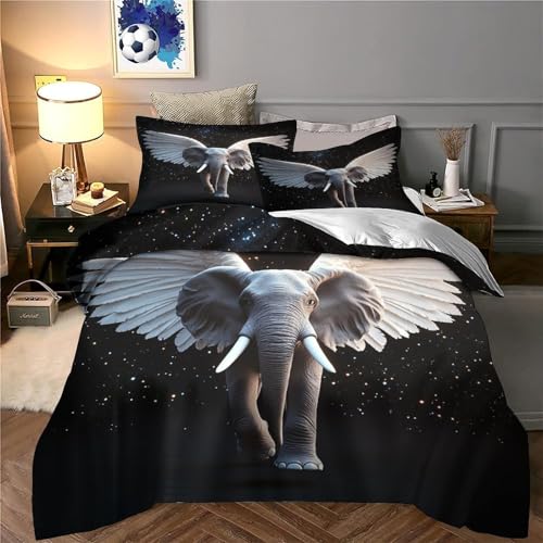 Housse de couette éléphant volant 3D microfibre lit simple 140x200 - 6
