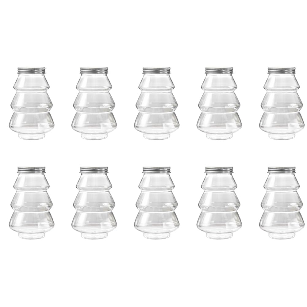 CTRLZS Christmas Tree Candy Jar Children'S Gift DIY Gift Candy Biscuit Snack New Year Decoration Box Silver Cover