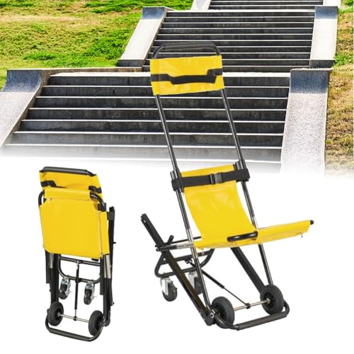 yjnhxns Silla de Escalera con elevación Manual, Silla de Escalera de Emergencia, Silla de traslado de Pacientes portátil y Plegable para Rescate, ambulancias y Camiones de Bomberos.