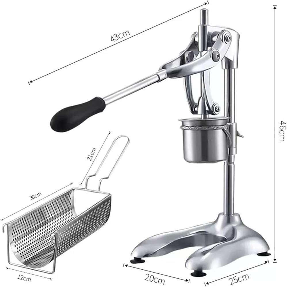 Manual French Fry Cutter, 30cm Stainless Steel Potato Strip Maker with 16 Holes, Long French Fries Squeezer Extruder