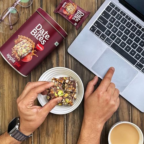 Image of Farmley Apple Pie Date Bites | Pack of 10 I Dates Barfi Made with Dates, Dried Apple,Pista, Cashews, Almonds, Honey, Cinnamon and Pure Ghee