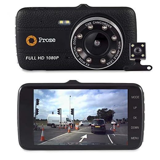 Proze Dashcam 4.0 Cámara de Coche Doble Frontal y Trasera Full HD