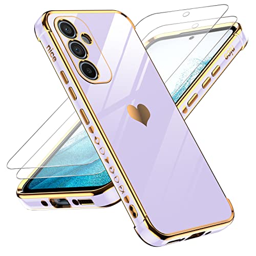 Coque Samsung A54 haut de gamme plaqué or avec vitres de protection