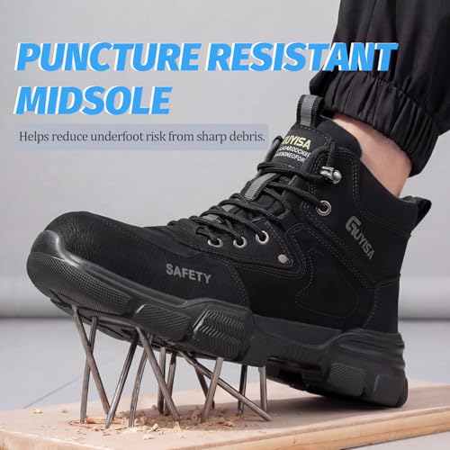 Image of GUSAYEX Steel Toe Boots for Men Puncture Resistant Work Utility Safety Shoe