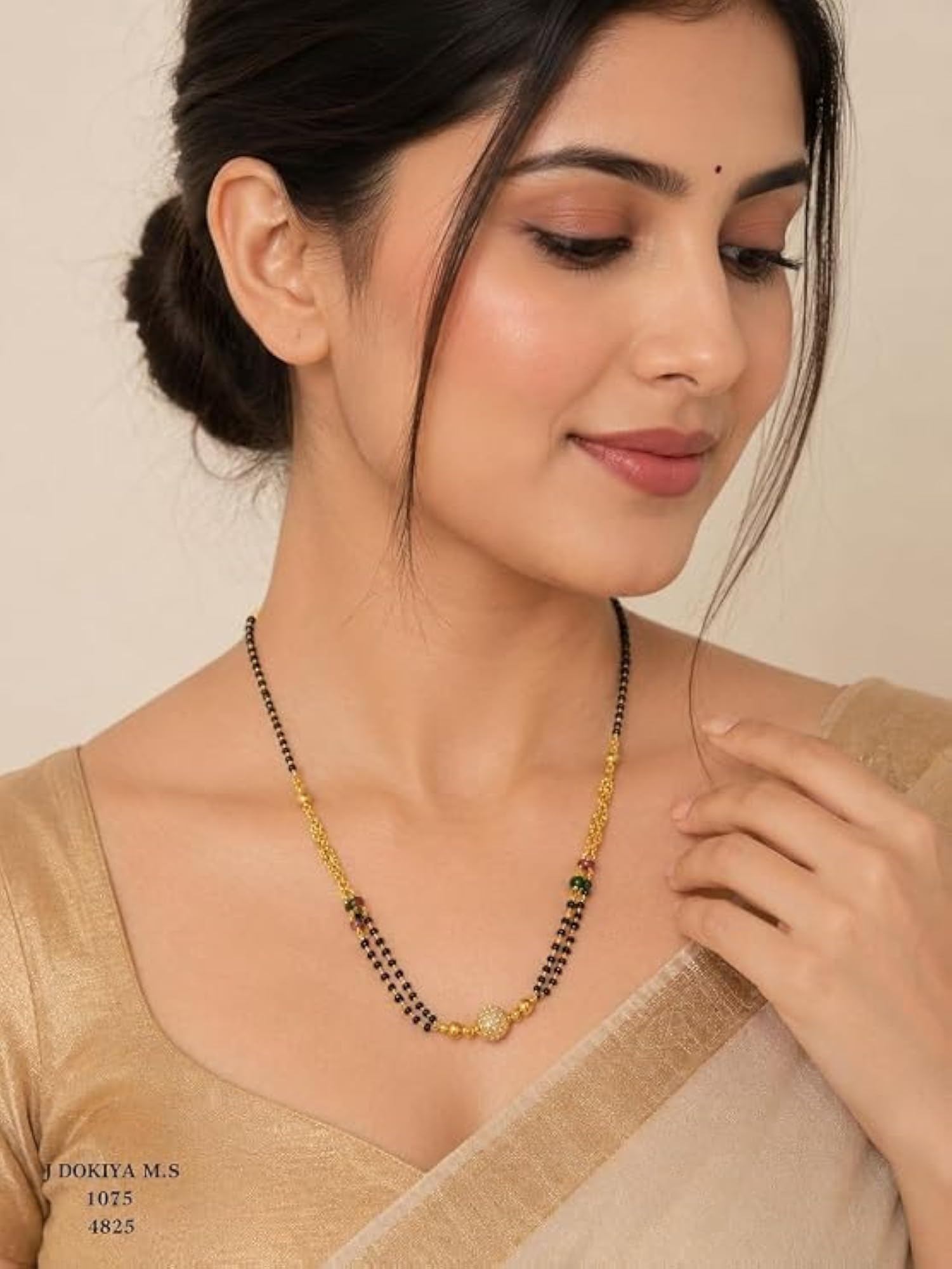 Traditional Dual Strand Mangalsutra Necklace with Cubic Zirconia