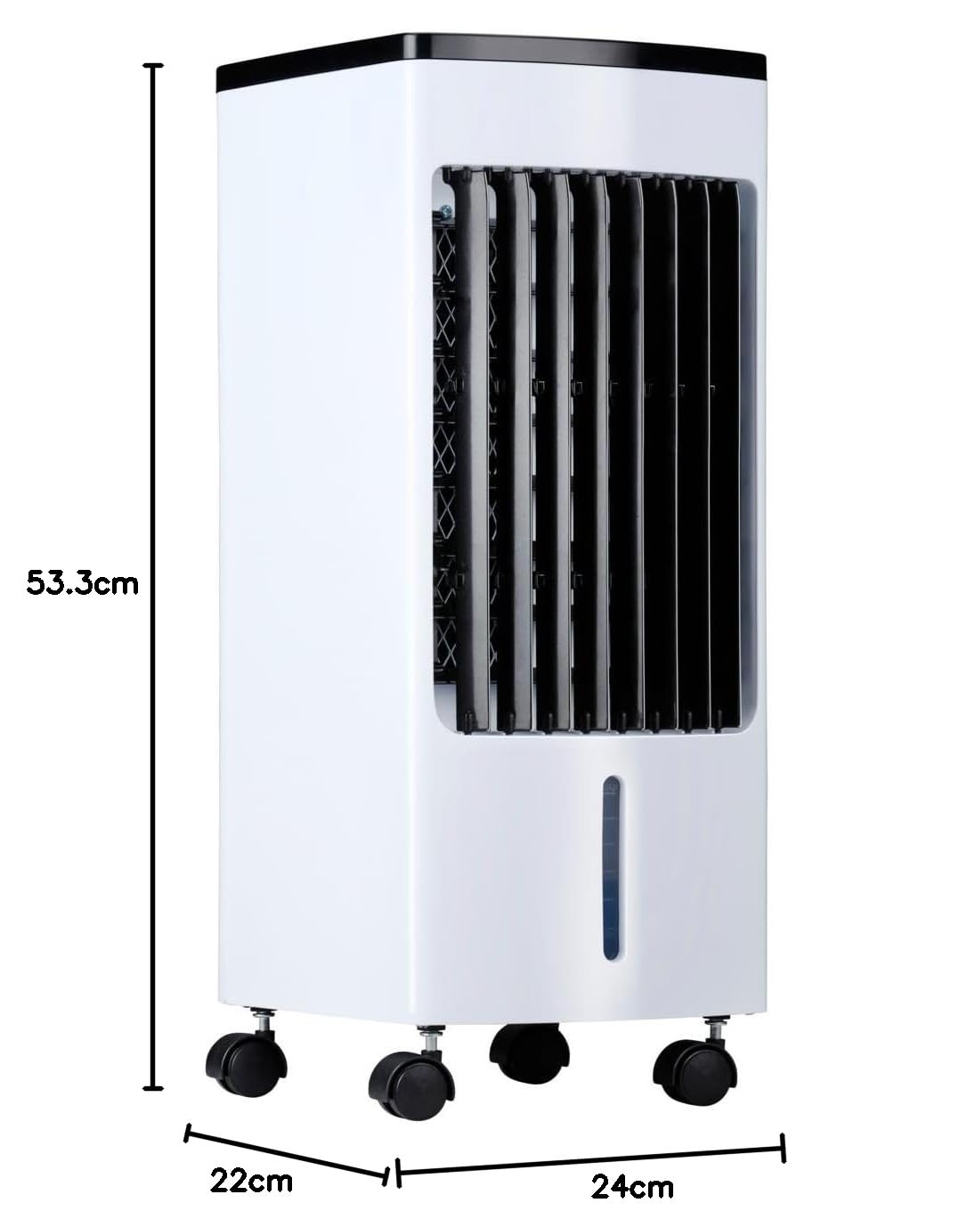 Climatiseur Mobile - Ventilateur, Humidificateur d' Air et Air Cooler - Rafraichisseur d'Air sans Évacuation 55 dB - Télécommande et Minuterie - Réservoir d'Eau 4 L - 22 x 24 x 53,5 cm