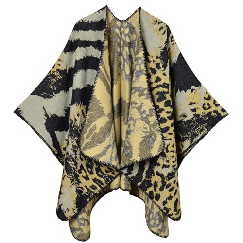 KirGiabo plaid sweater poncho cape