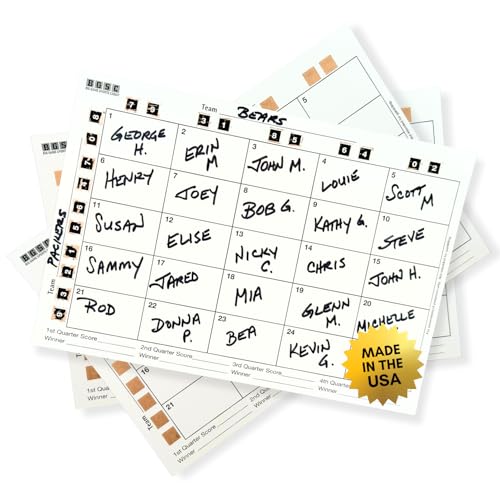 BIG GAME SPORTS CARDS Inc. 25 Squares Pool 10 Pack. Made in USA. Perfect for Football Games Basketball Games and Parties - Scratch Off Cards for Sports Game Betting and Fundraisers.