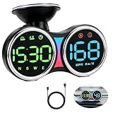Yaskyly GPS Tachometer für Auto HUD Display Digitaler Tachometer Geschwindigkeitsmesser Head up Display Auto mit MPH/KMH, Übergeschwindigkeitsalarm, Große LED-Anzeige, Plug-and-Play USB
