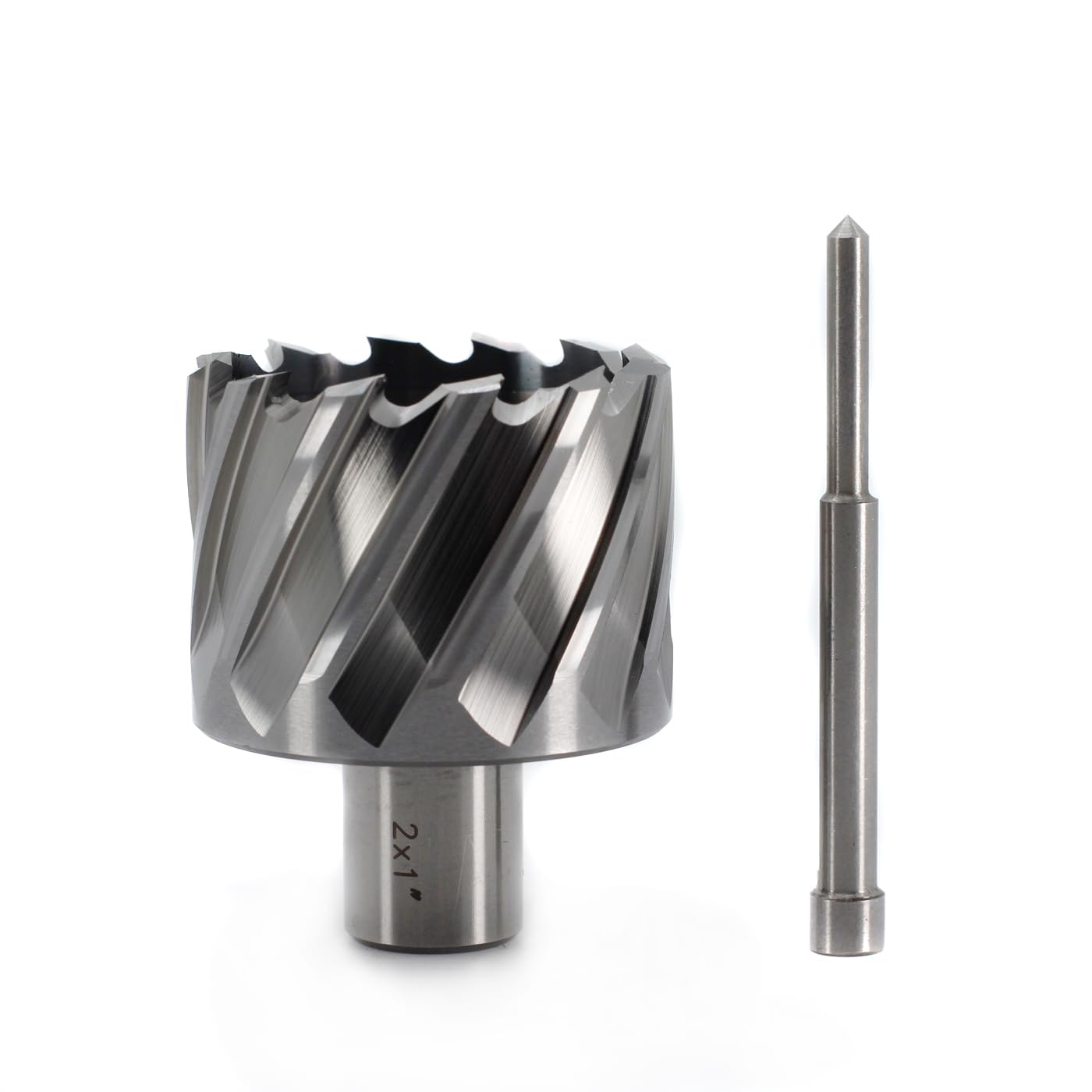 OSCARBIDE Annular Cutter 2 inch Cutting Diameter,1 inch Depth of Cut,3/4 inch Weldon Shank 2 Flat Mag Drill Bit with Pilot Pin for Magnetic Drill
