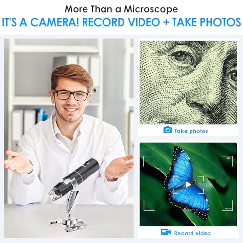 Image of Wireless Digital Microscope, SKYBASIC 50X-1000X Magnification HD WiFi Portable Handheld Microscopes with Stand USB Microscope Camera for Children Students, Support iPhone Android iPad Windows Mac