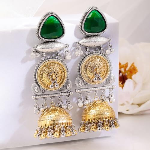 Image of Rubans Oxidised Dangle Earrings Boho Statement Jewellery Gift for Women & Girls