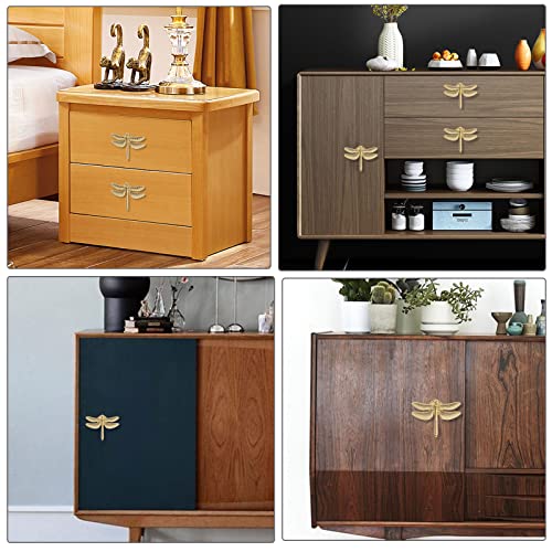 Be In Your Mind 4PCS Dragonfly Knobs Handles Unique Dragonfly Shape Decorative Handles with Mounting Screws Furniture Hardware Accessories for Cabinet Wardrobe Drawer Dresser Gold - Image 3