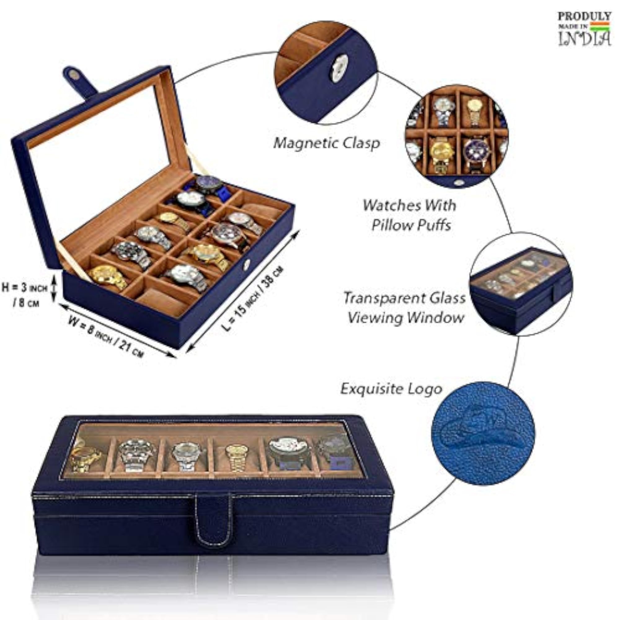 Watch Box Holder Organizer Case in 12 Slots for Watches